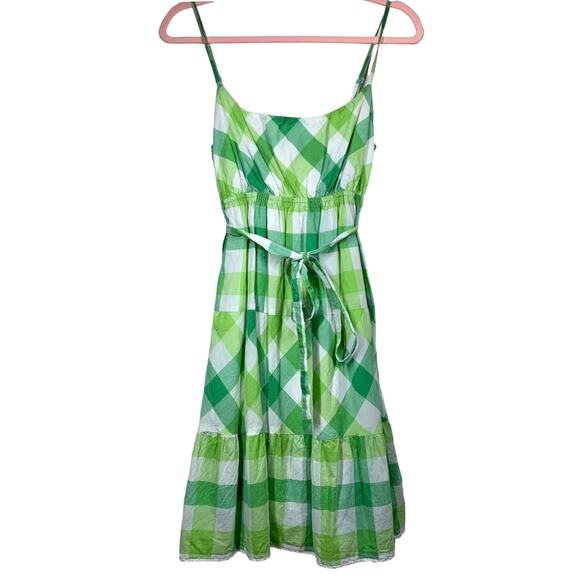 SO Green White Plaid Spaghetti Strap Mini Sundress Medium - Picture 1 of 7